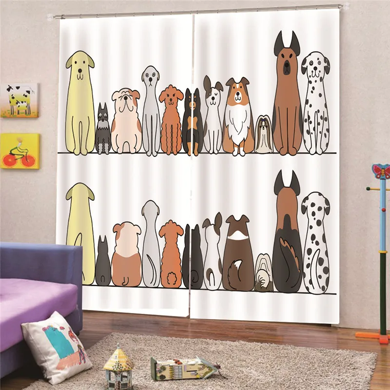3D Digital Print Dog Blackout Curtains Wedding Shapes Living Room Bedroom Window Office Hotel Home Decor Draps AP19