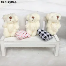 100PCS/LOT Joint Ted Bear Plush Toy Stuffed Animal Creamy-White 4.5cm  Doll Teddy Bear Stuffed  Pendant Toy Wedding Gifts HMR009