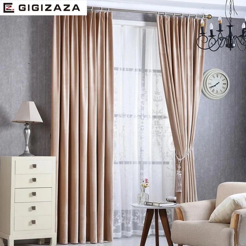 

New Thicken Velvet Blinds Fabric Curtains for Living Room Silver High Black Out Custom Size Shade American Style for Bedroom