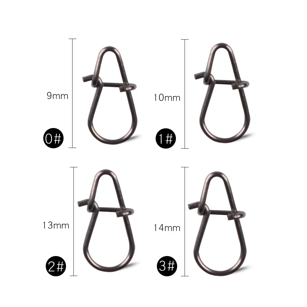 30-50pcs/bag Gourd type Stainless Steel Hook Swivel Solid Rings Safety Snaps Fast Clip Lock Snap Connector Fishing Tackle