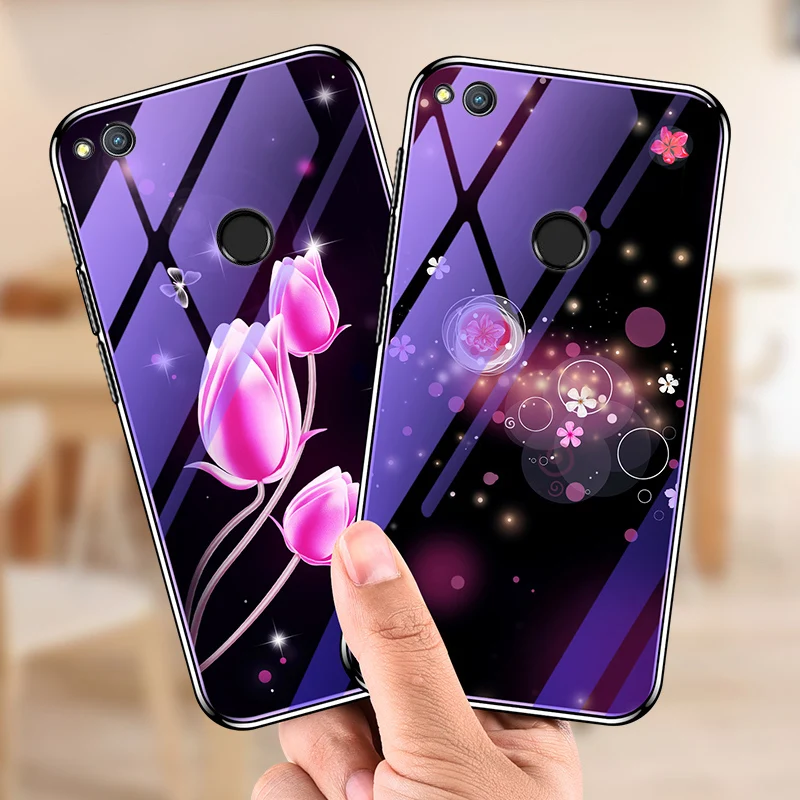 

Tempered Glass Case For Huawei P9 Lite 2017 Case Soft Edge Plated Phone Cover For Huawei Honor 8 Lite P8 Lite 2017 Cover Bumper