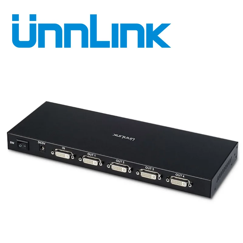 

Unnlink DVI Splitter 1X4 24+1 Pin DVI-D Video 1 In 4 Out DVI Distributor UHD 4K@30Hz for Smart LED TV Monitor Computer Projector
