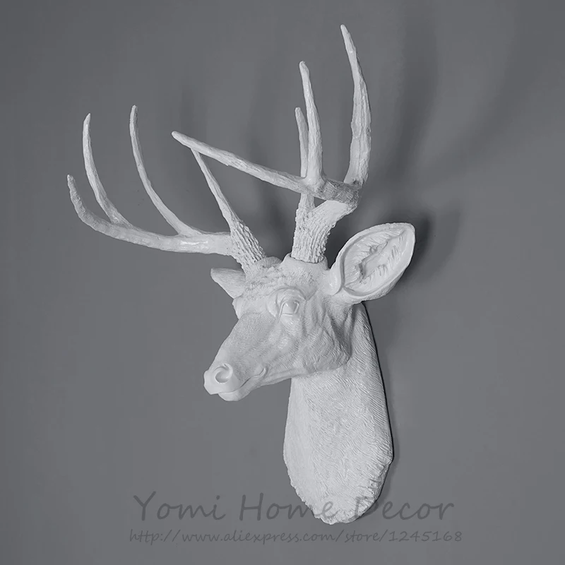 White Resin Animal Head Point Buck Deer Bust Head Faux Taxidermy Modern  Home Decor Wall Hanging Art Sculpture Stag Statue AliExpress