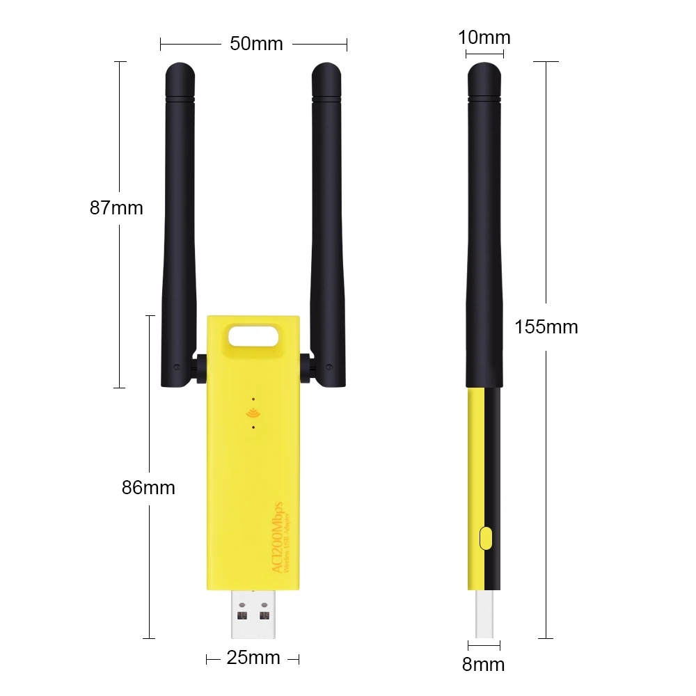 Wi Fi адаптер CHIPAL 2 4 ГГц 5 0 1200 Мбит/с USB 3 0|Сетевые карты| |