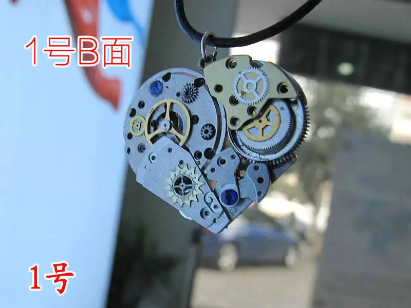 

Free Shipping Steam Punk Watch Movement Gear & Cog Pendant Necklace Heart Shape Pendant Jewelry