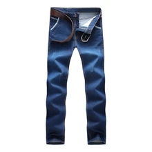 Blue Mens Jeans 2017 Fashion Business Casual Male Pants LEFT ROM Men Cowboy Trousers Size 28-38 Elasticity Teens Youth New Hot