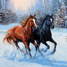 Бегущее животное DMC Рукоделие Шитье Снежная лошадь 14CT Счетный Набор для вышивки крестом наборы для вышивки крестиком Настенный декор