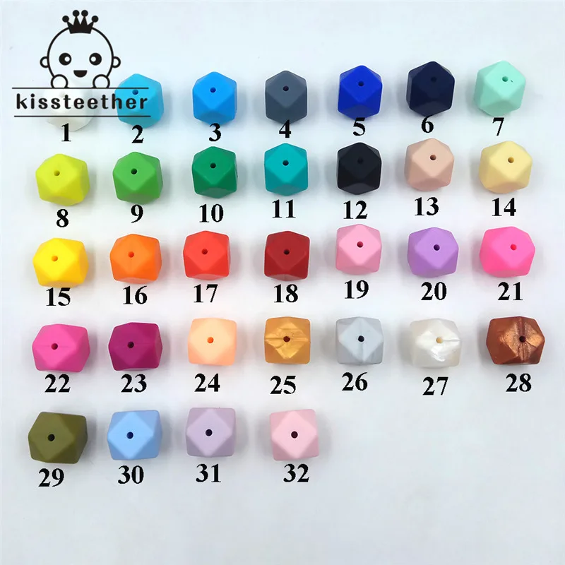 

Silicone Beads for teether mix colors 17mm geometric/hexagon DIY baby Chewing Jewelry Teethers necklace/ Bracelet Baby Teether