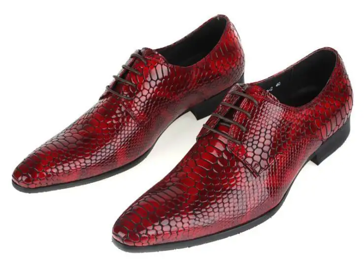 Señaló Toe Negro Zapatos Serpiente De Negro Cuero Partido Python Hombres 37 Errfc Ocio Rojo rojo Patrón Moda Personalidad 44 Diseñador Lujo qOP1v