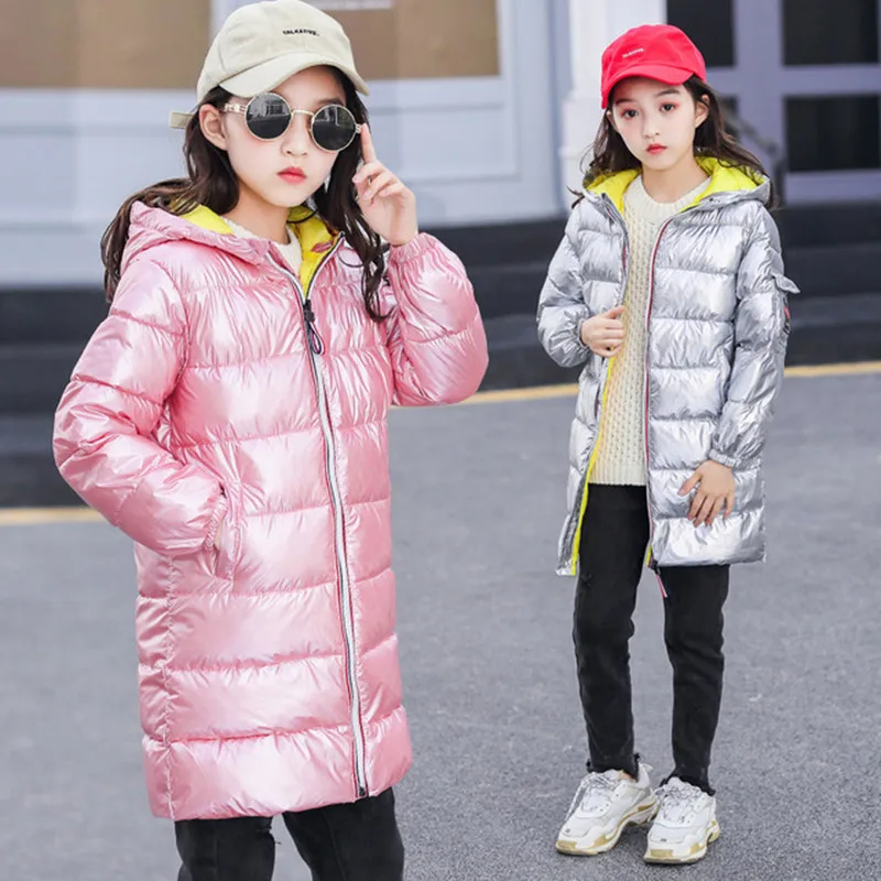 

2019 New children Long Padded Girl Winter coat Kids Winter Coat Kids Warm Thickening Hooded down Space Suit Coats
