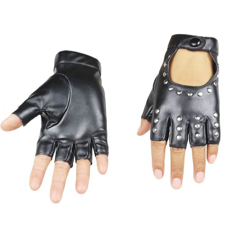 Длинные женские перчатки с заклепками из искусственной кожи, мужские перчатки с ремнем с заклепками, сексуальные женские перчатки без пальцев Luva G221