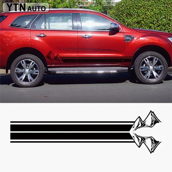

car sticker 2 Pcs mountains side door stripes graphic viny custom car accessories modified decal for ford everest endeavour
