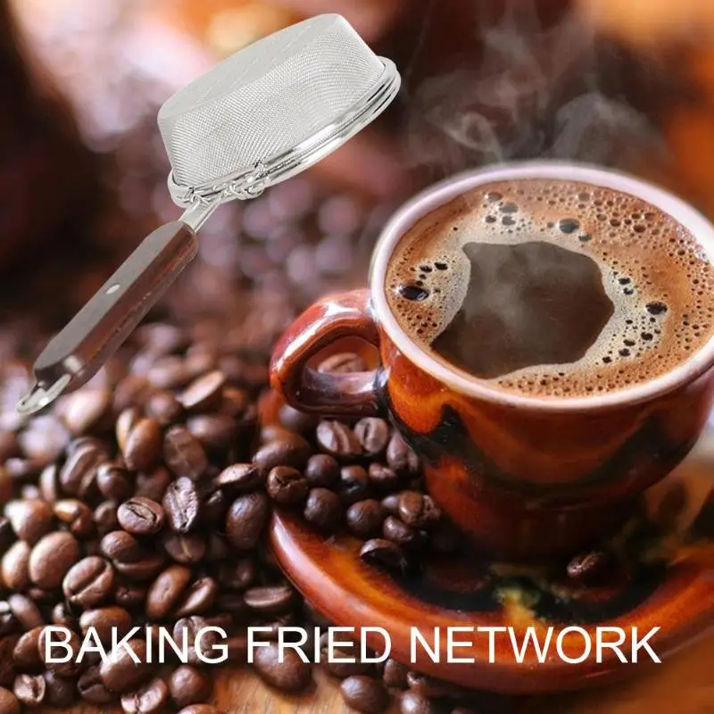 

Coffee Baked Bean Net Filter Spoon Stainless Steel Coffee Beans Baking Fried Nets With Black Rosewood Handle Coffee Accessries