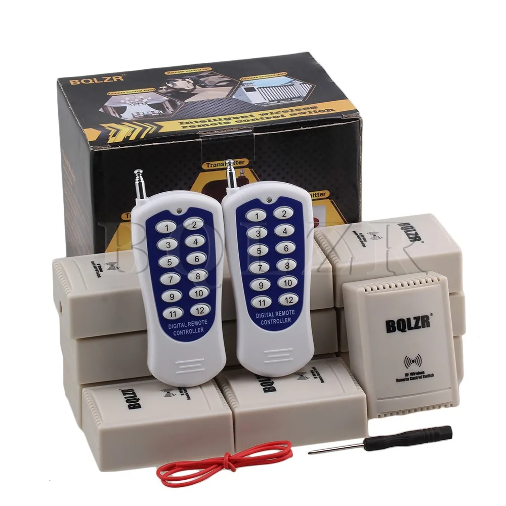 

1CH 220V BQLZR Remote Switch 2 Blue 12key-Transmitter 12 Receiver for Light