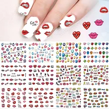 Сладкий тренд, 12 видов конструкций, сексуальные губы/драгоценные камни, наклейки для дизайна ногтей, переводные наклейки для красоты, маникюра, украшения для ногтей, LABN577-588