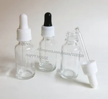 

360 x 20ml Clear Boston Round Glass Bottles with Dropper,20cc Transparent Glass Essential Oil Dropper Bottle