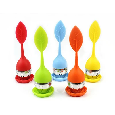 

Strawberry Pattern Tea Strainer with Cushion Food Grade Silicone Teaspoon Infuser Silicone Stainless Steel Leaf Tea Filter