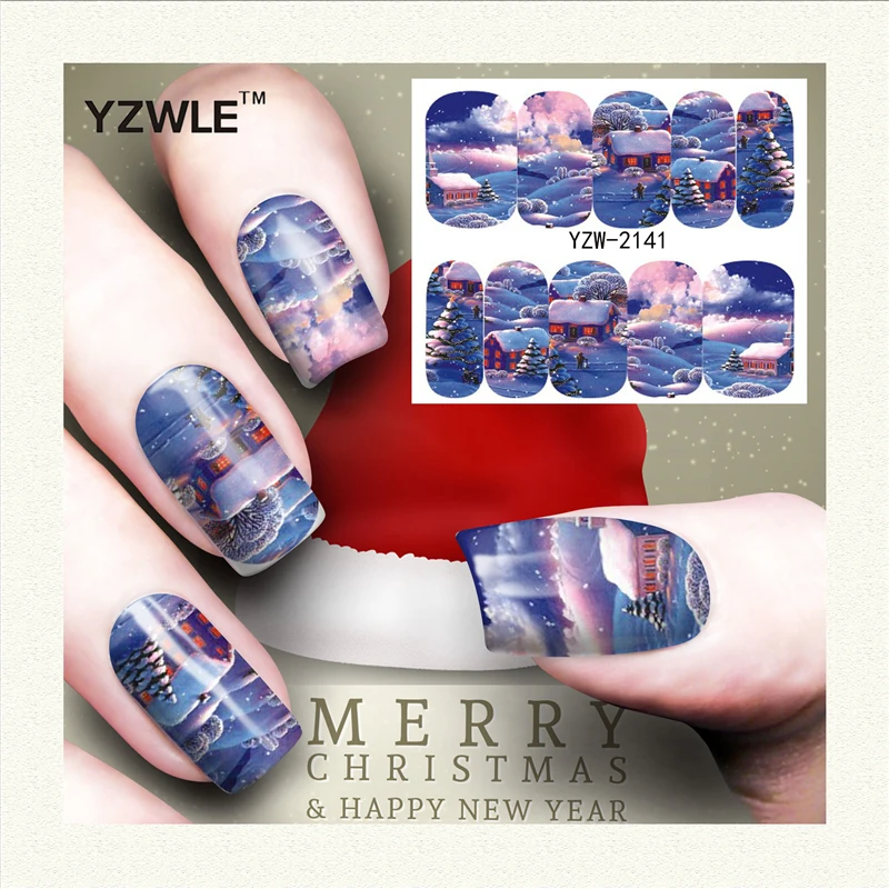 

YZWLE 1 Sheet Christmas Design DIY Decals Nails Art Water Transfer Printing Stickers Accessories For Manicure Salon (YZW-2141)