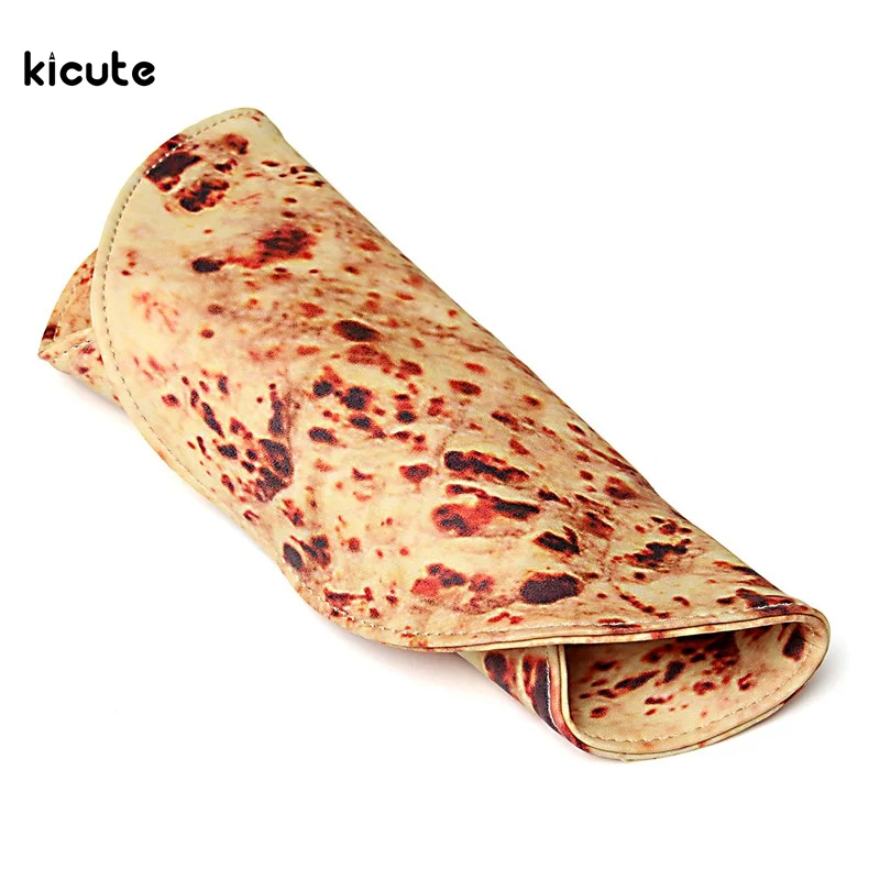 

Lifelike Sesame Seed Cake Baked Chinese Style Roll Pancake PU Leather Roll Pencil Bag Case Cylindrical Stationery Storage Bag
