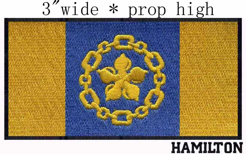 Hamilton, Ontario Canada Flag 3" wide embroidery patch for sewing on
