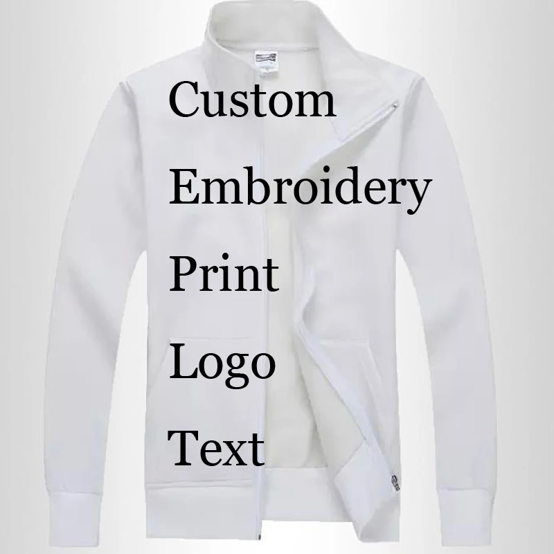 

Custom Print Logo Jacket Silk Screen Transfer Print Embroidery Women Men Customized Jackets zipper Printing Names Advertisement