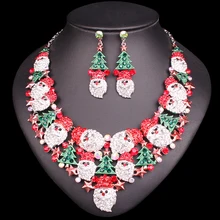 Великолепный Санта Клаус ожерелье Серьги Рождественские елки Ювелирные наборы праздничный костюм ювелирные изделия аксессуары рождественские подарки для женщин