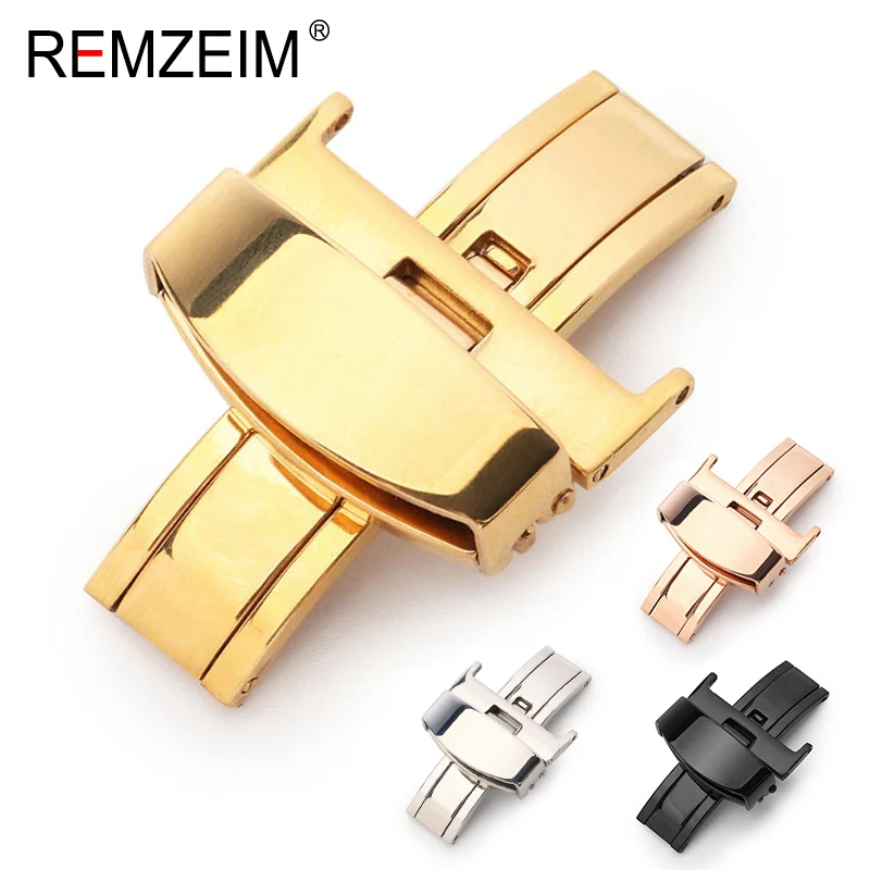 

Stainless Steel Solid Double Push Button Fold Watch Buckle Butterfly Deployment Clasp Watch Strap 16mm 18mm 20mm 22mm 24mm