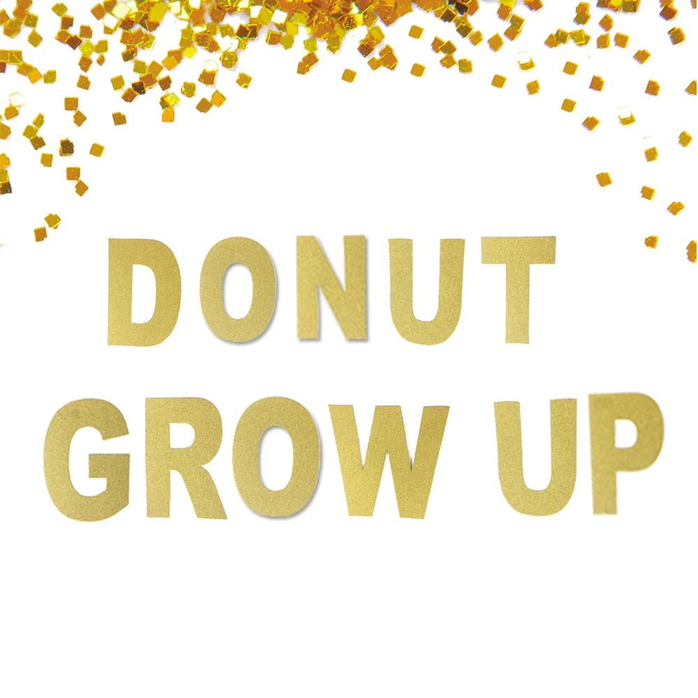 

Donut Grow Up Banner, 1st Birthday Photo Props, Donut theme Party Decoration, Cake Smash Banner Glitter Gold Banner