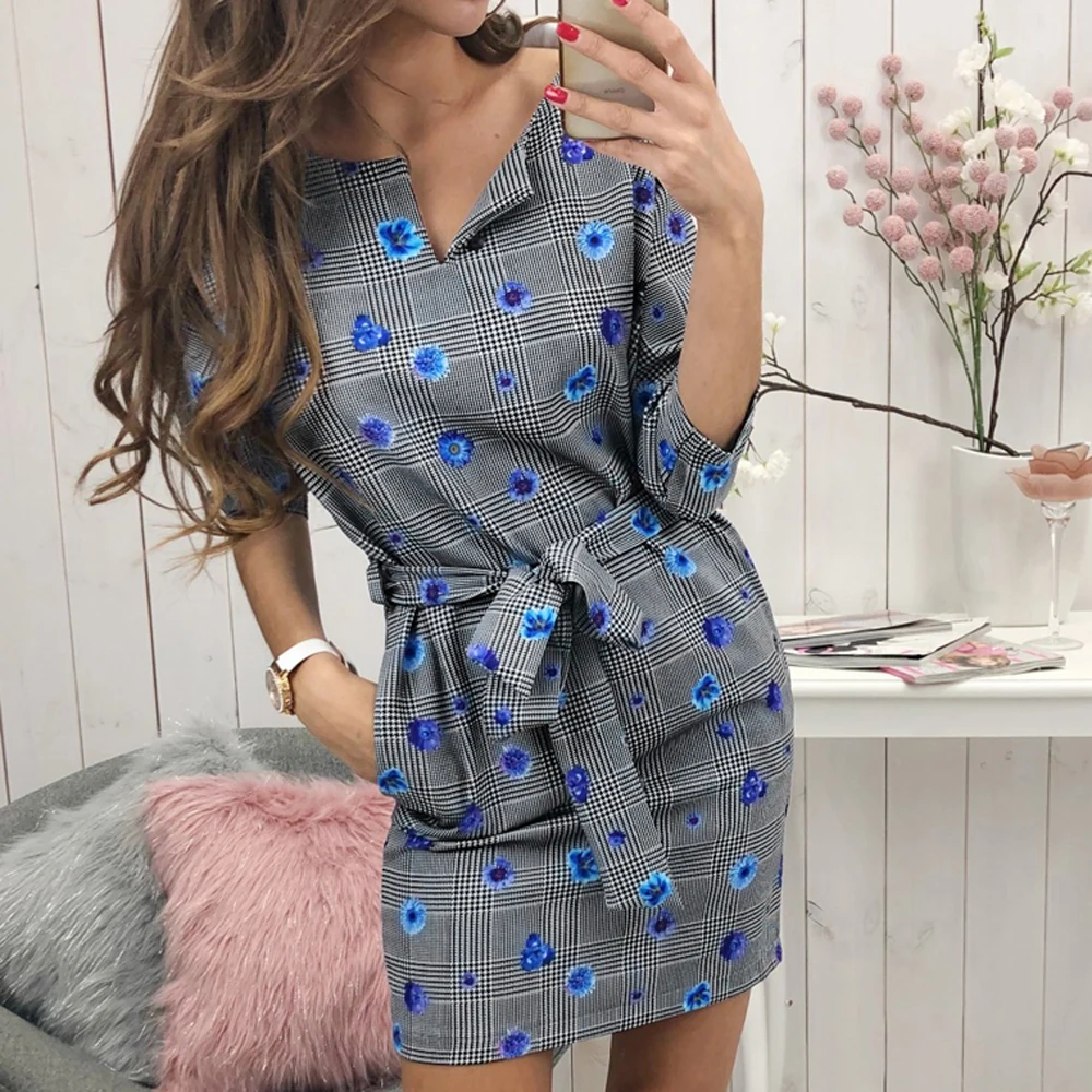 

AvoDovA Women Summer Chiffon Dresses 2019 Fashion Ladies Print Short Sleeve O Neck Dress Streetwear