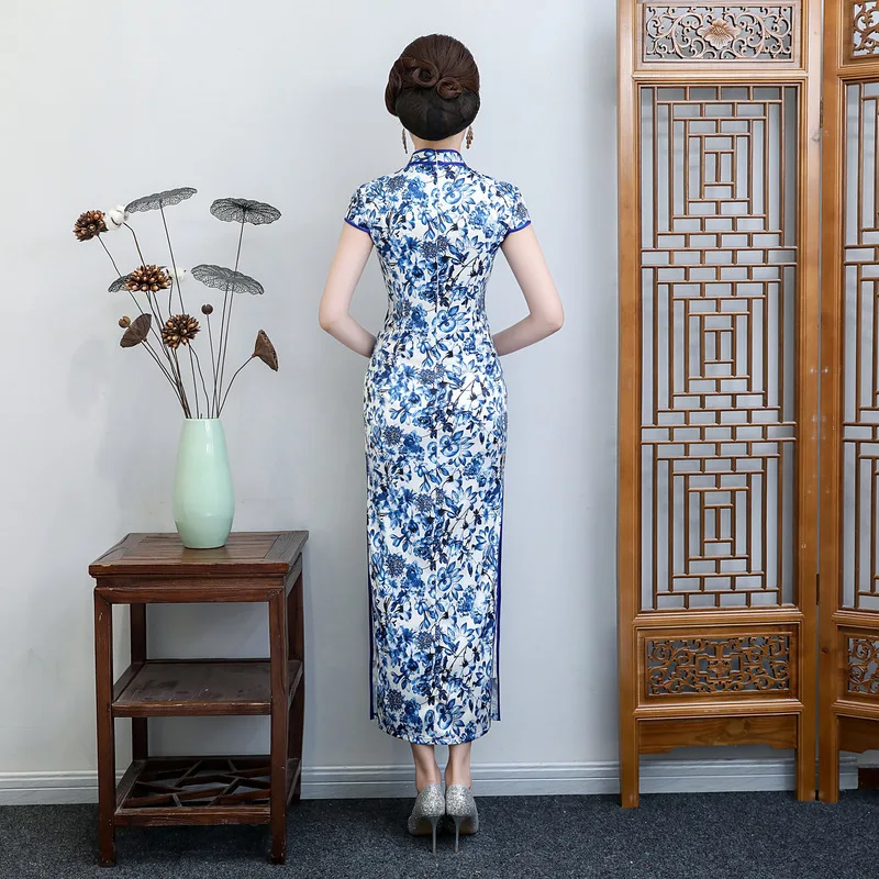 Восточный стиль ретро Чонсам с цветами Китай длинные платья Qi Pao женское китайское традиционное платье Qipao Продвижение Женская Роба в