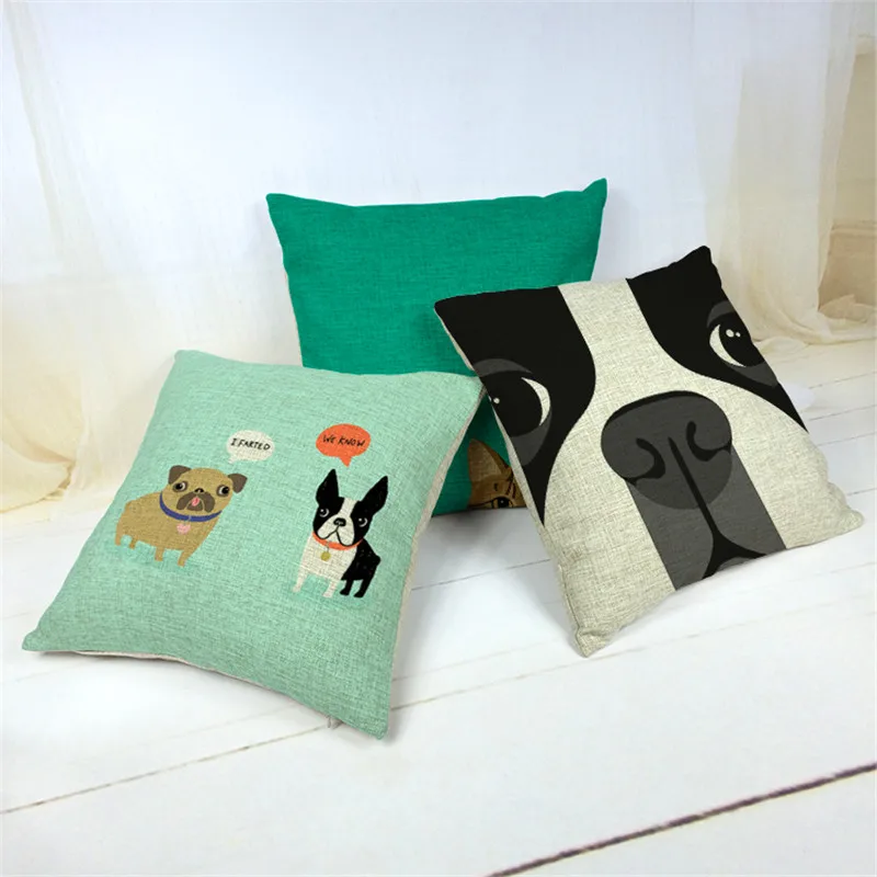 Два французских бульдога Любовь Подушка Чехол Двойной мопса собака наволочка