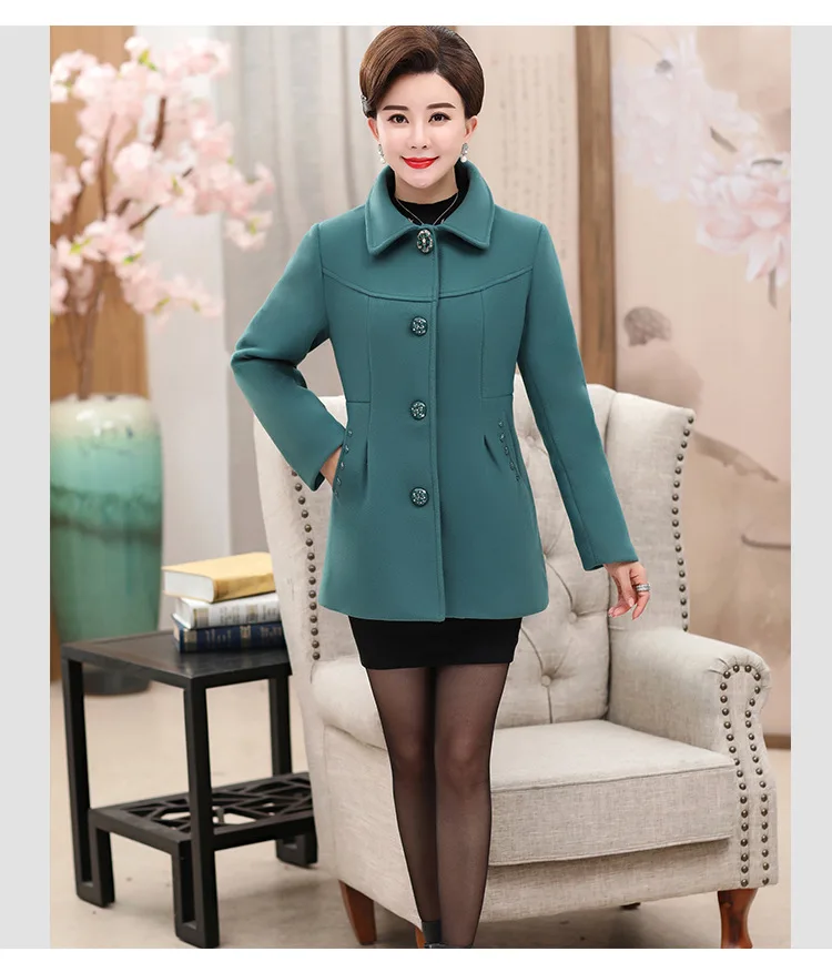 Wine Taille green Manteau dark Femmes De Fourrure Brown Manteaux D'âge 5xl1895 Veste Laine red Dames Élégantes Brown Tops light Moyen Nouveau Vêtements Mince Brown Col Chaud D'hiver Grande pdgwx54nqd