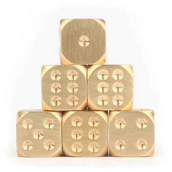 

15X15X15mm Golden Pure Color Dices Copper Polyhedral Metal Solid Heavy Dice Playing Game Tools