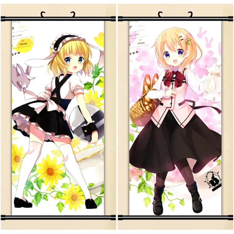 45X95 см Gochuumon wa Usagi Desu ka cleavage loli lolita мультяшное искусство аниме Настенная роспись