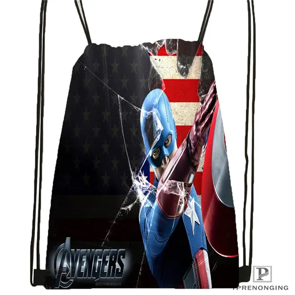 Drawstring Backpack Custom captain america Avenger походная сумка на шнурке для мужчины женщины милый Daypack дети ранец(черный Назад) 31x40 см#180531-01-06 - Цвет: Drawstring Backpack