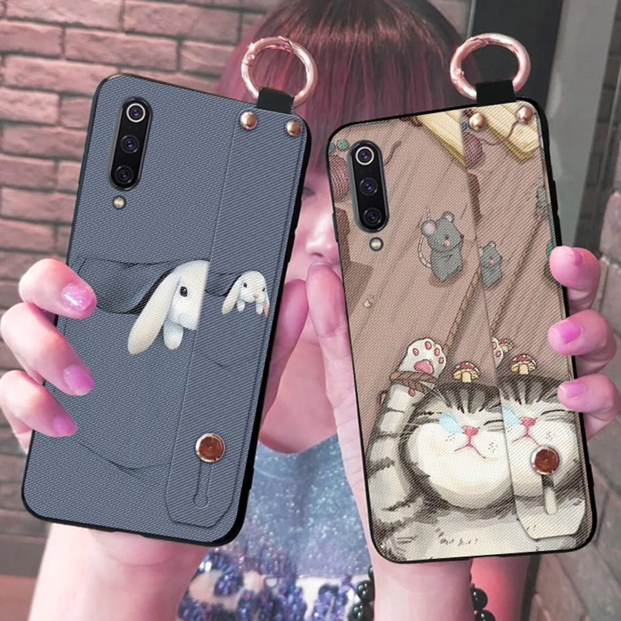 

cat rabbit tpu case for xiaomi mi 8 9 A2 A1 redmi note 7 6 5 pro K20 pro case cover cute cartoon wristband soft silicon holder