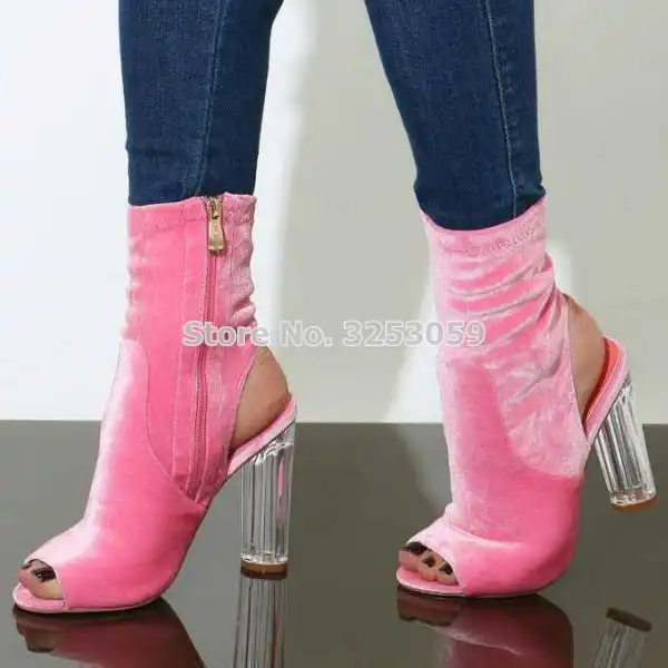 open toe lucite heels