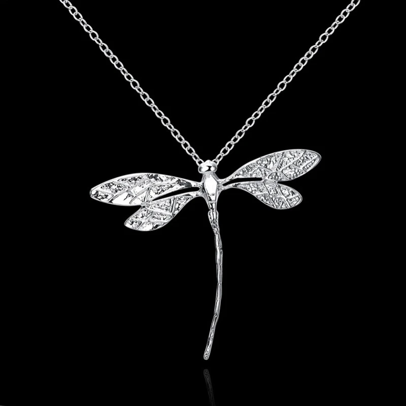 

Fashion Dragonfly Long Sweater Chain Pendants Necklaces Silver Color Pendant Necklace Clavicle Women Bijoux Jewelry