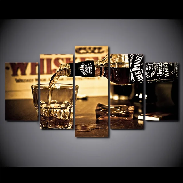 5 Pieces Wall Art Canvas Painting Hd Printed Jack Daniels Drink 5 Pieces Wall Art Canvas Painting Hd Printed Jack Daniels Drink Posters Pictures For Living