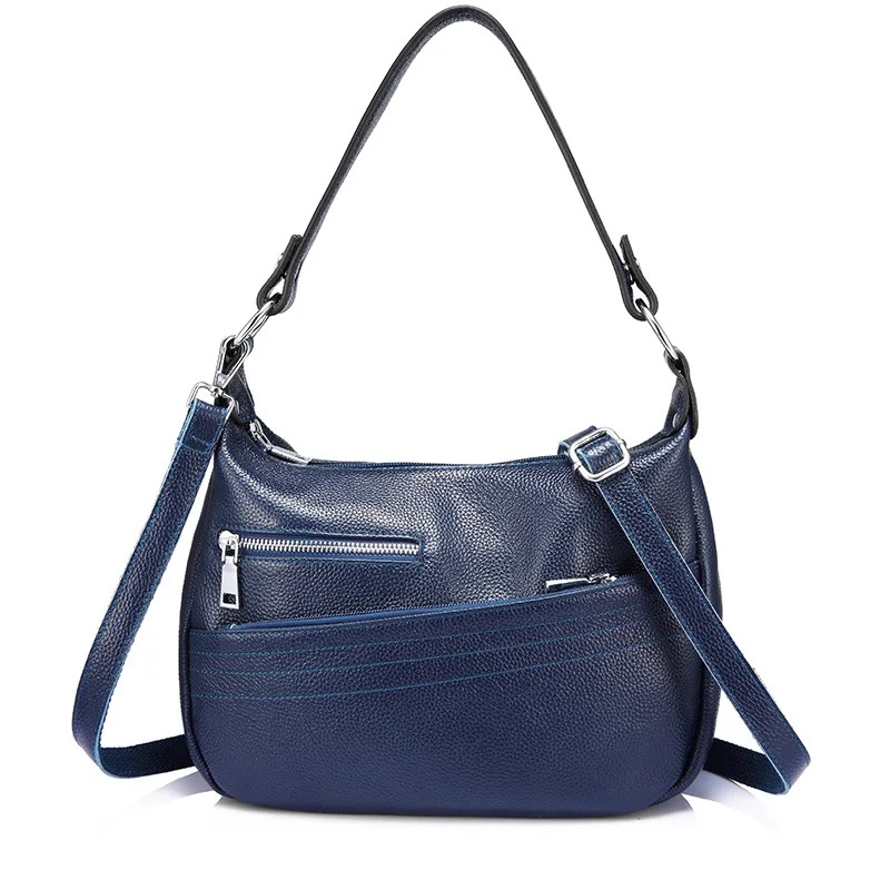 Сумки REALER, Сумки из натуральной кожи для женщин, сумки через плечо, женские высококачественные сумки-мессенджеры, маленькие сумки для студентов - Цвет: Navy blue
