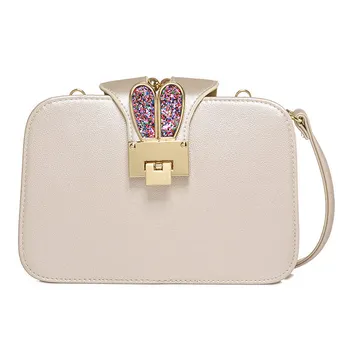 

Fashion Women Rabbit Ears Messenger Bag Small Square PU Leather Multilayer Casual Shoulder Bags Phone Tote Popular AB@W2