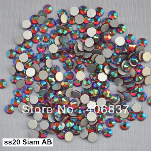 

Free Shipping! 1440pcs/Lot, ss20 (4.8-5.0mm) Siam AB Flat Back Non Hotfix Glue On Nail Art Rhinestones