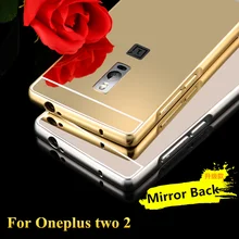 Новый Case Для Oneplus Two Case Крышки Роскошный Алюминиевый Металлический Каркас + акриловые Зеркало Задняя Крышка Для Один Плюс 2