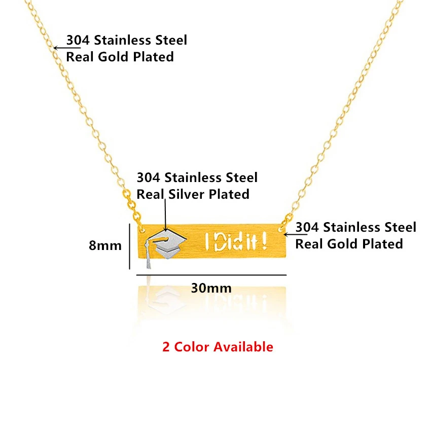 Великолепная сказка Нержавеющая сталь цепь Dainty я сделала это кулон Цепочки и ожерелья Класс Выпускной подарок бар Цепочки и ожерелья BFF ювелирные изделия