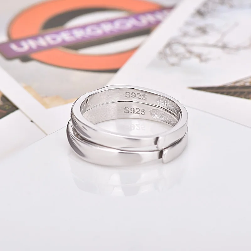 VU143 Silver 925 Couple Rings Romantic Wedding Rings A Pair For Men Women Fashion Lovers Ring Bague Femme