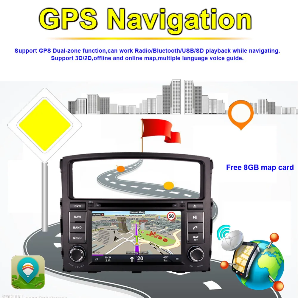 Top 7 Inch Android 8.0 Octa Core 4GB RAM Car CD DVD Multimedia Player For Mitsubishi Pajero V97 2006- GPS Navigation Radio Stereo 3
