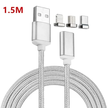 

1.5M USB Type C/Micro USB/IOS 3IN1 Magnetic Cable USB-C Type-C Fast Charge Adapter Magnet Cable For iPhone Samsung Mobile Phone