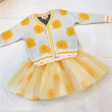 EnkeliBB, Милая юбка для маленьких девочек модная брендовая желтая юбка-пачка для маленьких девочек красивое Сетчатое украшение с принтом подсолнуха, юбка-пачка Bebe Kids