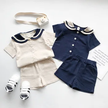 

Boys Girls Clothing Summer Children's Clothing Child Tracksuit Birthday Girl Set Cotton Linen Girls Tshirt+ Pant 2pcs Clothes