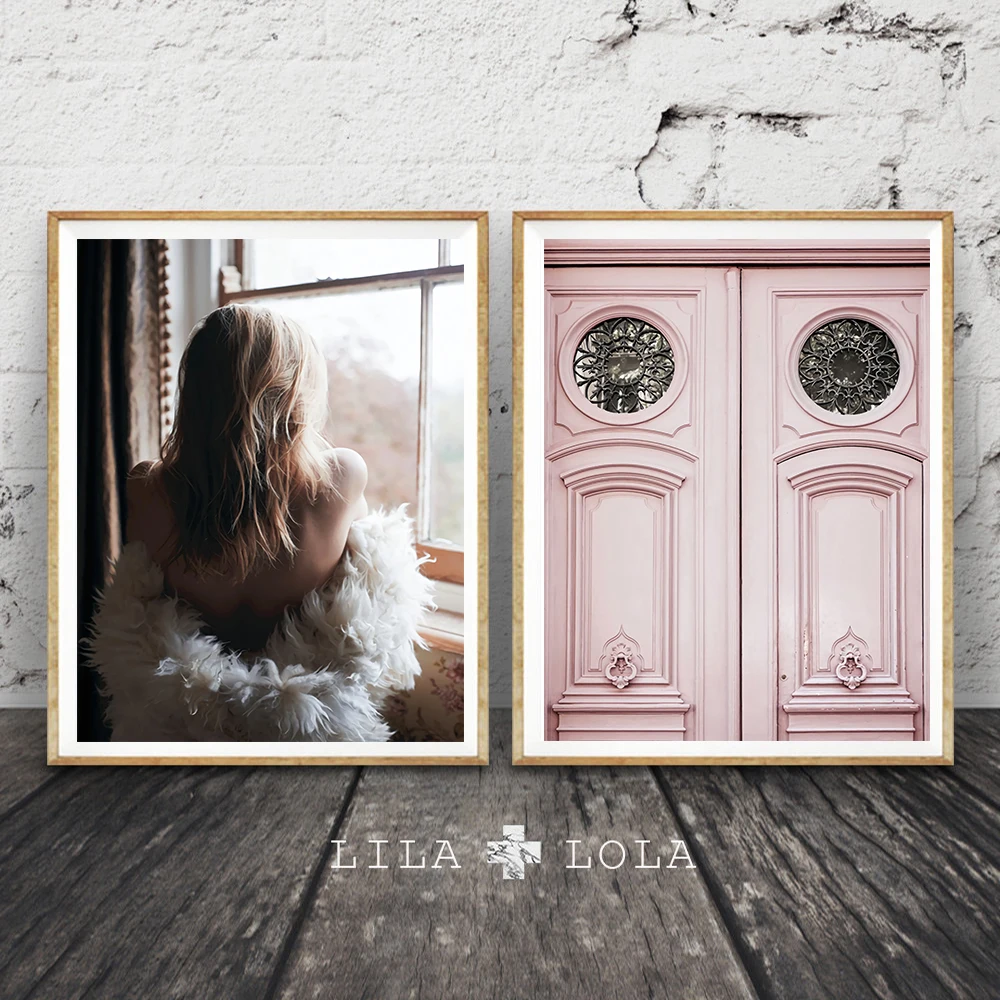 

Quadro Beauty Figure Nordic Vintage Posters and Prints Canvas Painting Pink Door Wall Art Print Pictures For Living Room Decor